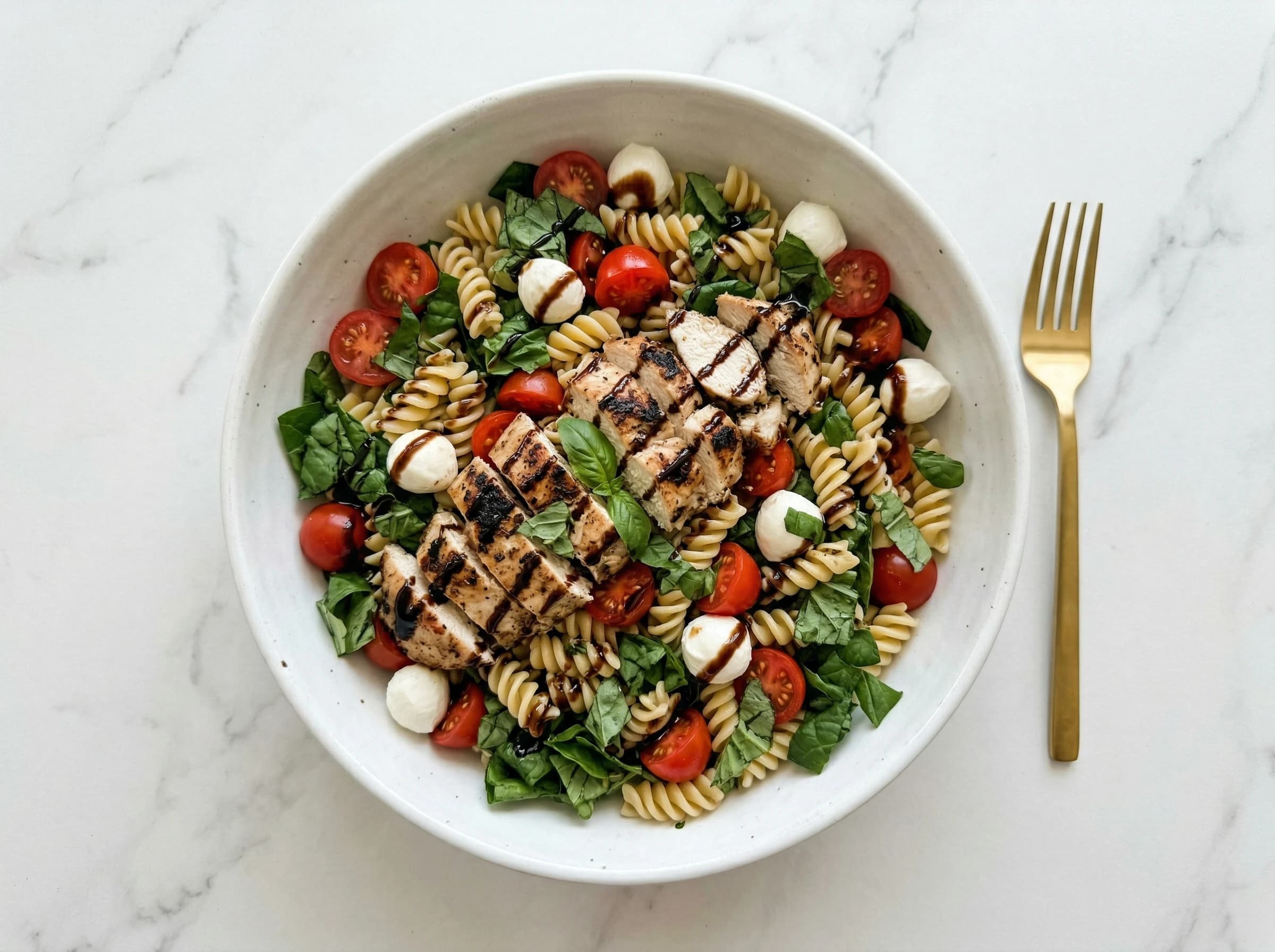Caprese High Protein Chicken & Pasta Bowl