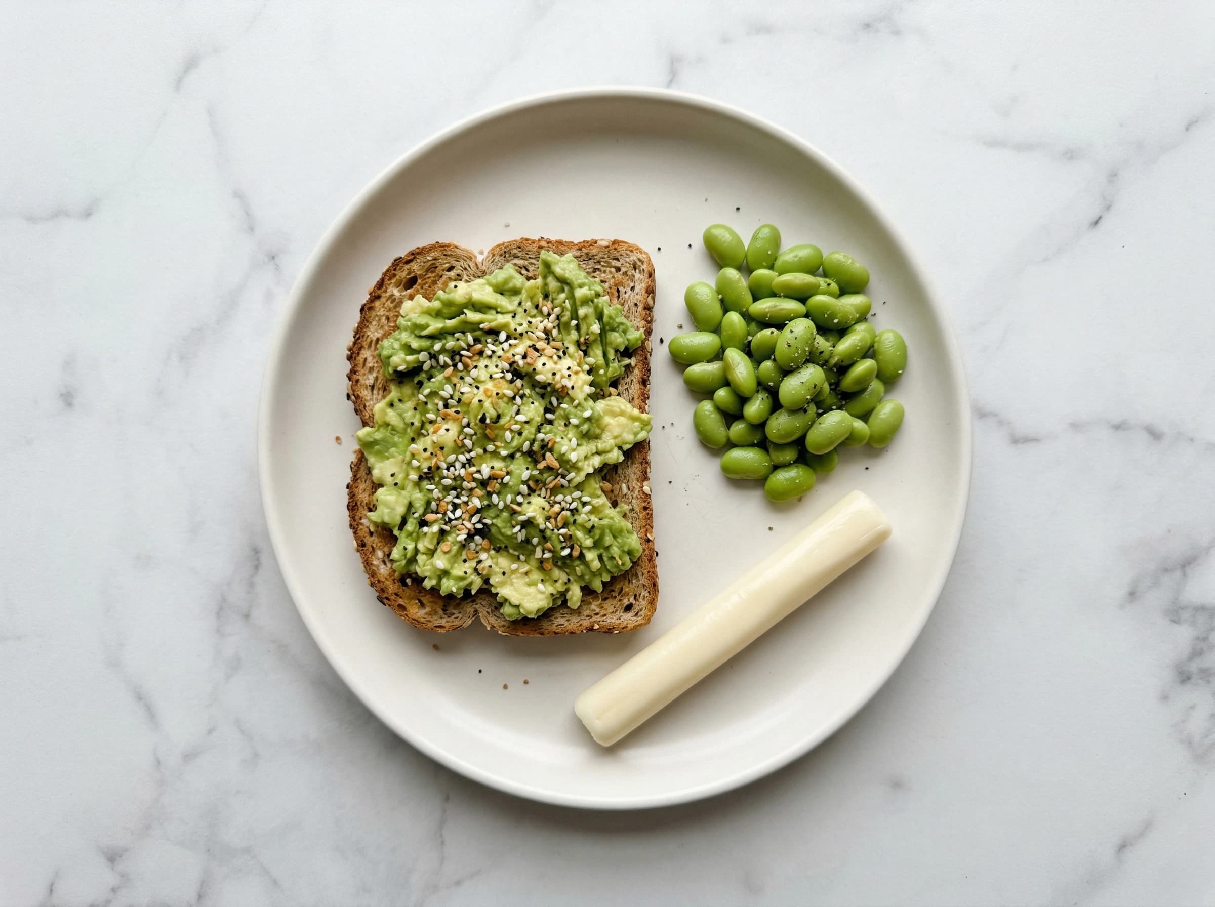 Edamame Avocado Toast & String Cheese