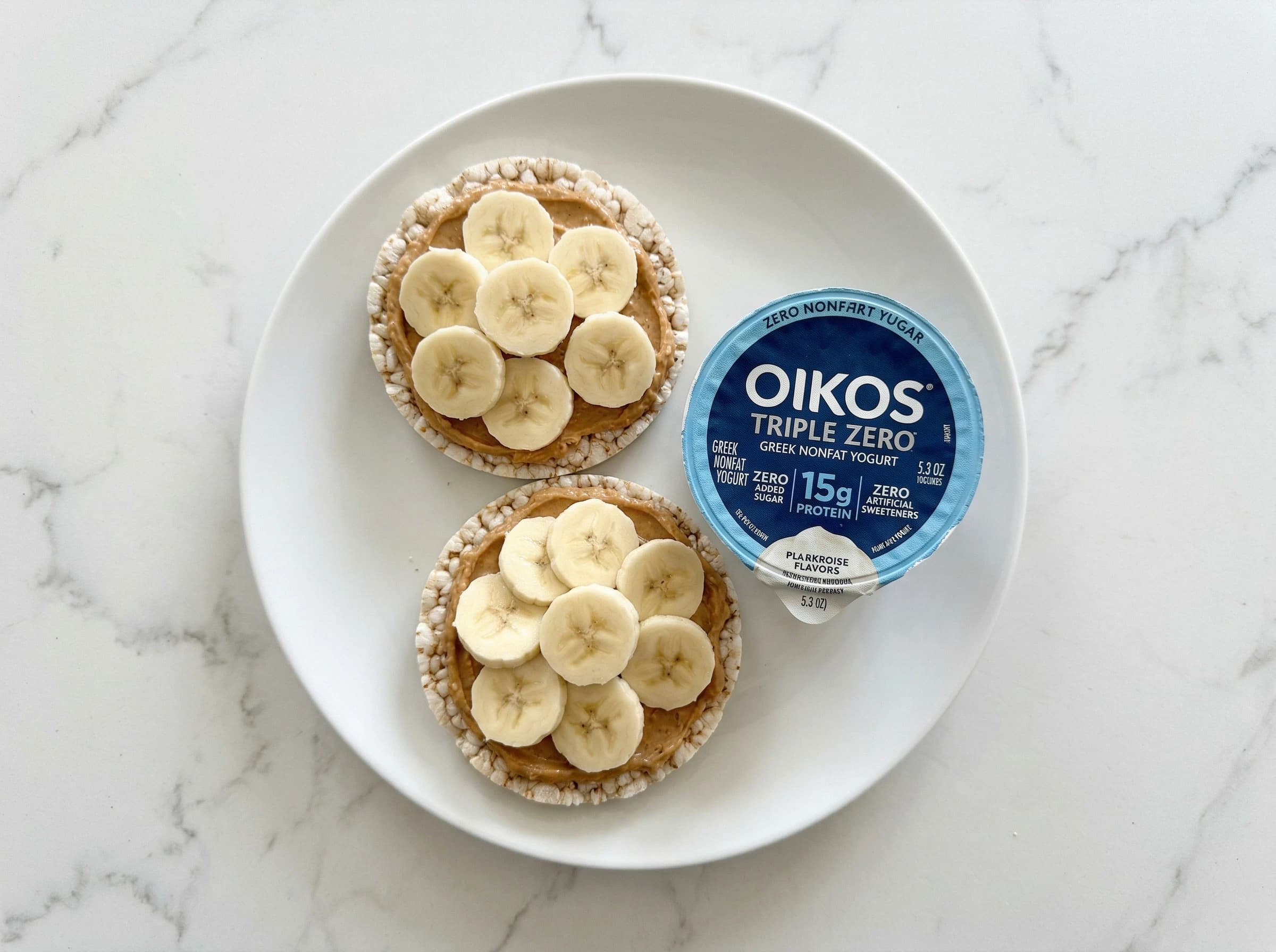 PBfit Banana Rice Cakes & Oikos Yogurt